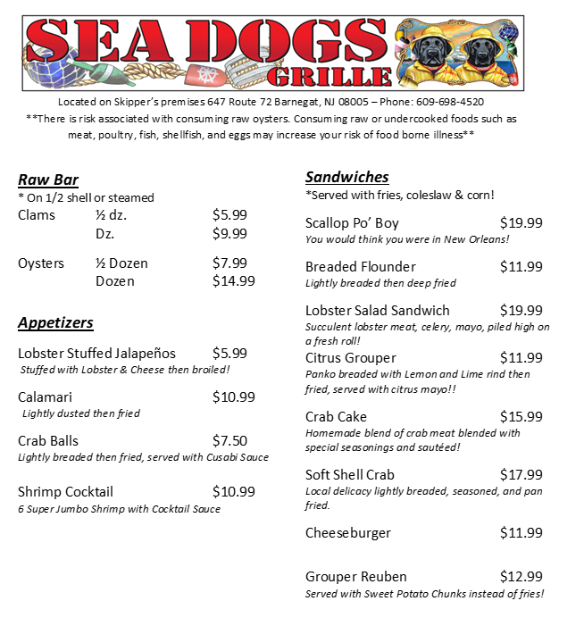 23 seadog menu